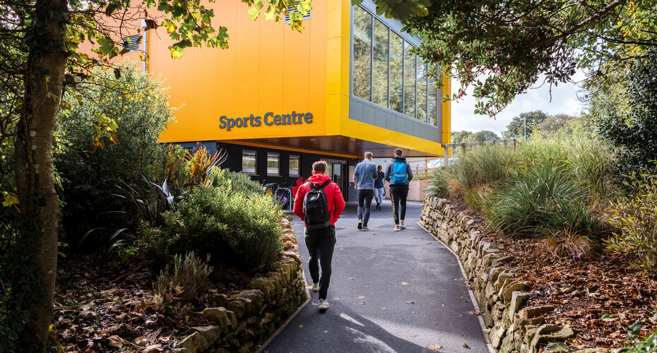 Students walking on Penryn Campus