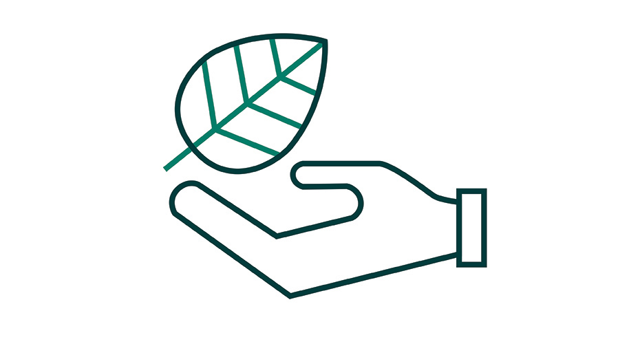 Hand and leaf icon