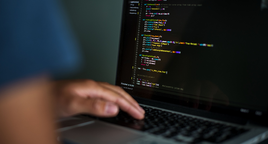 Computer screen with hand