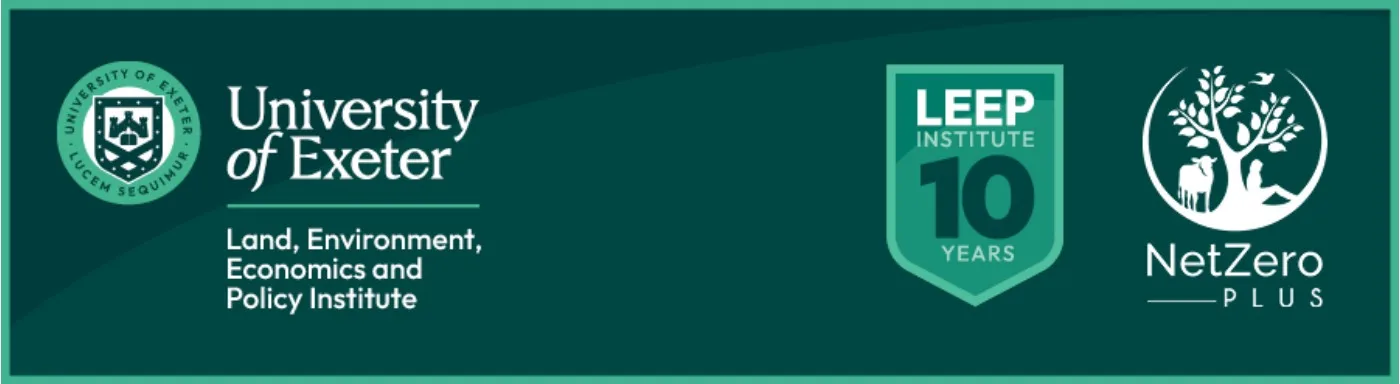 Banner showcasing the university of exeter and leep logos for the 10th anniversary celebration event.