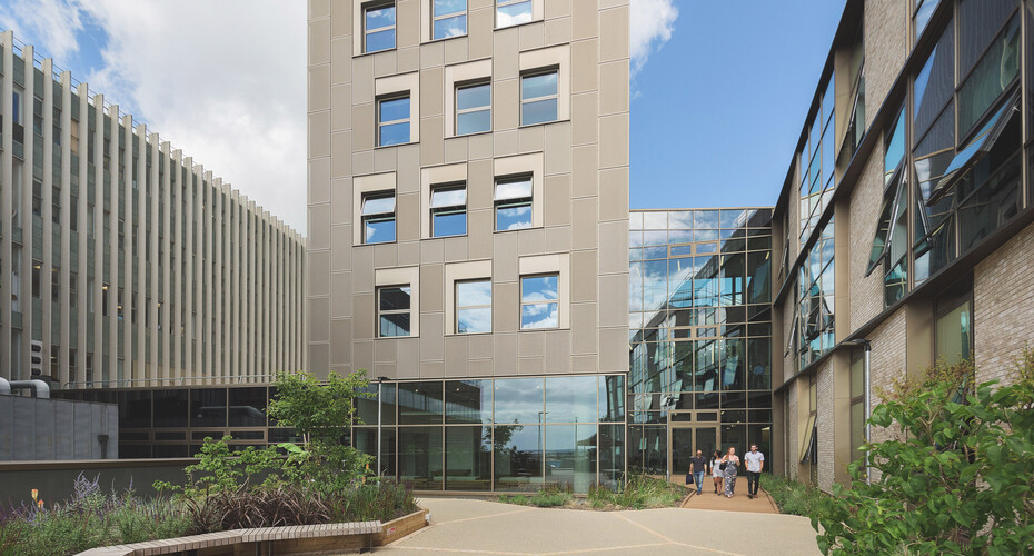 The courtyard of the LSI building, Streatham Campus