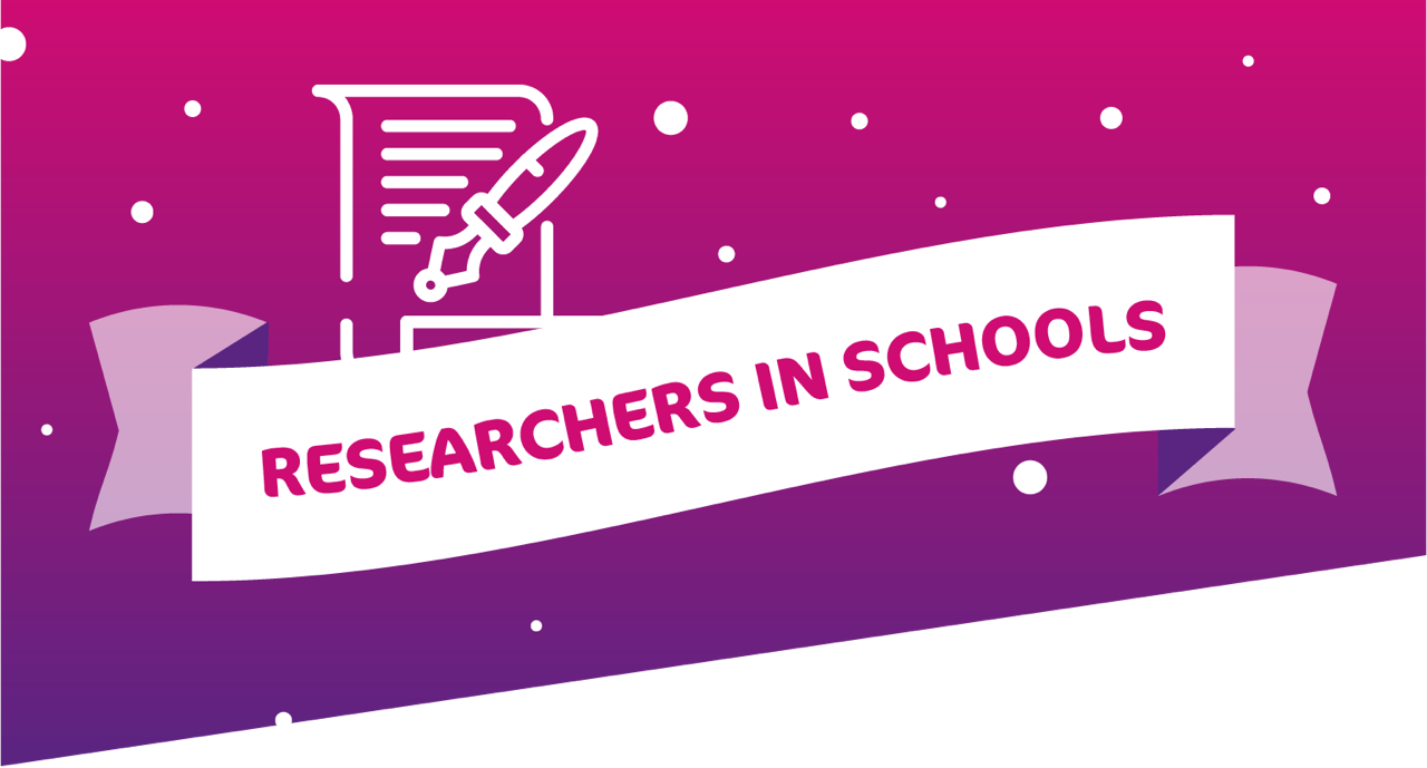 A graphic tile for the Researchers in Schools events