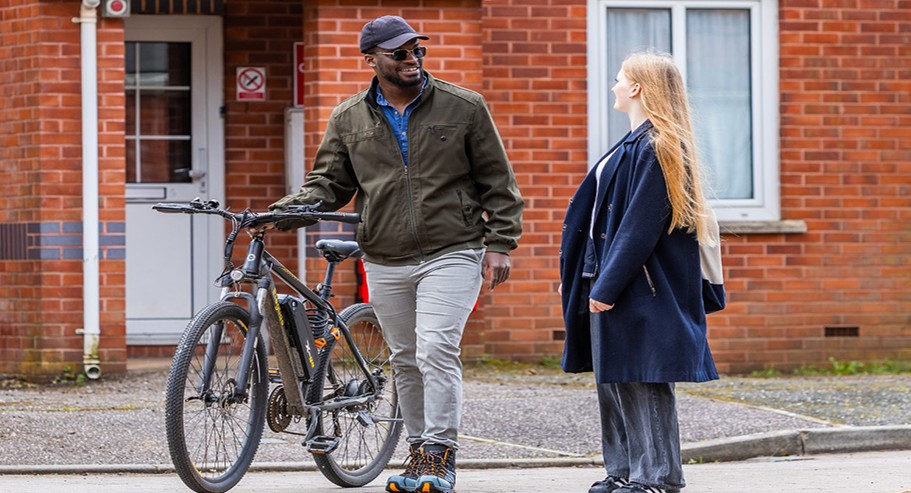 Students outside St. David's accommodation