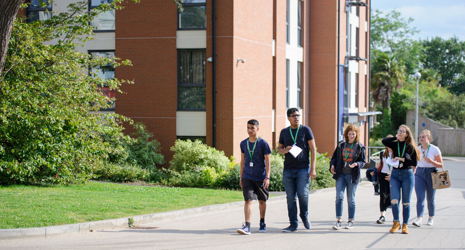 Students walking on campus