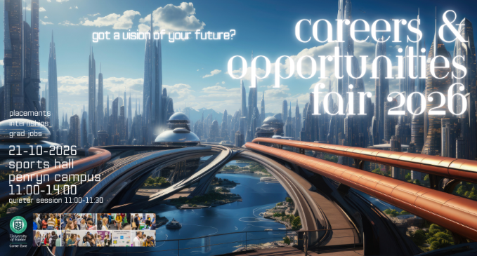 A futuristic city image to promote a careers fair