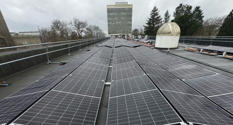 Solar panels on Physics building roof